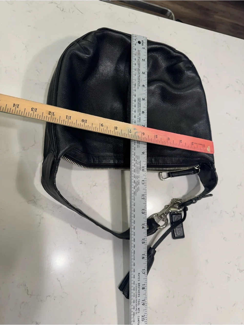 Coach Black Pebbled Leather Hobo Shoulder Bag with Tassel
